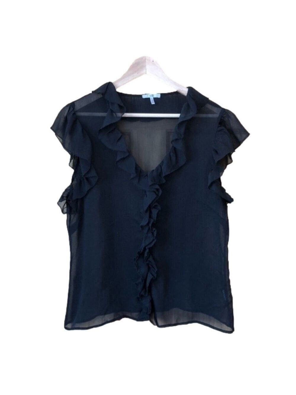 Metro 7 Cap Sleeve Sheer Ruffled Top size XL